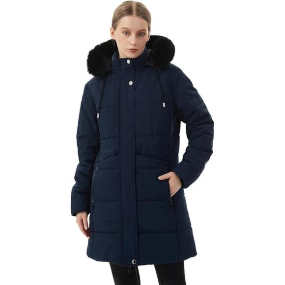 Women's Winter Puffer Coat Jacket Waterproof Dark Blue - Picture 3 of 6
